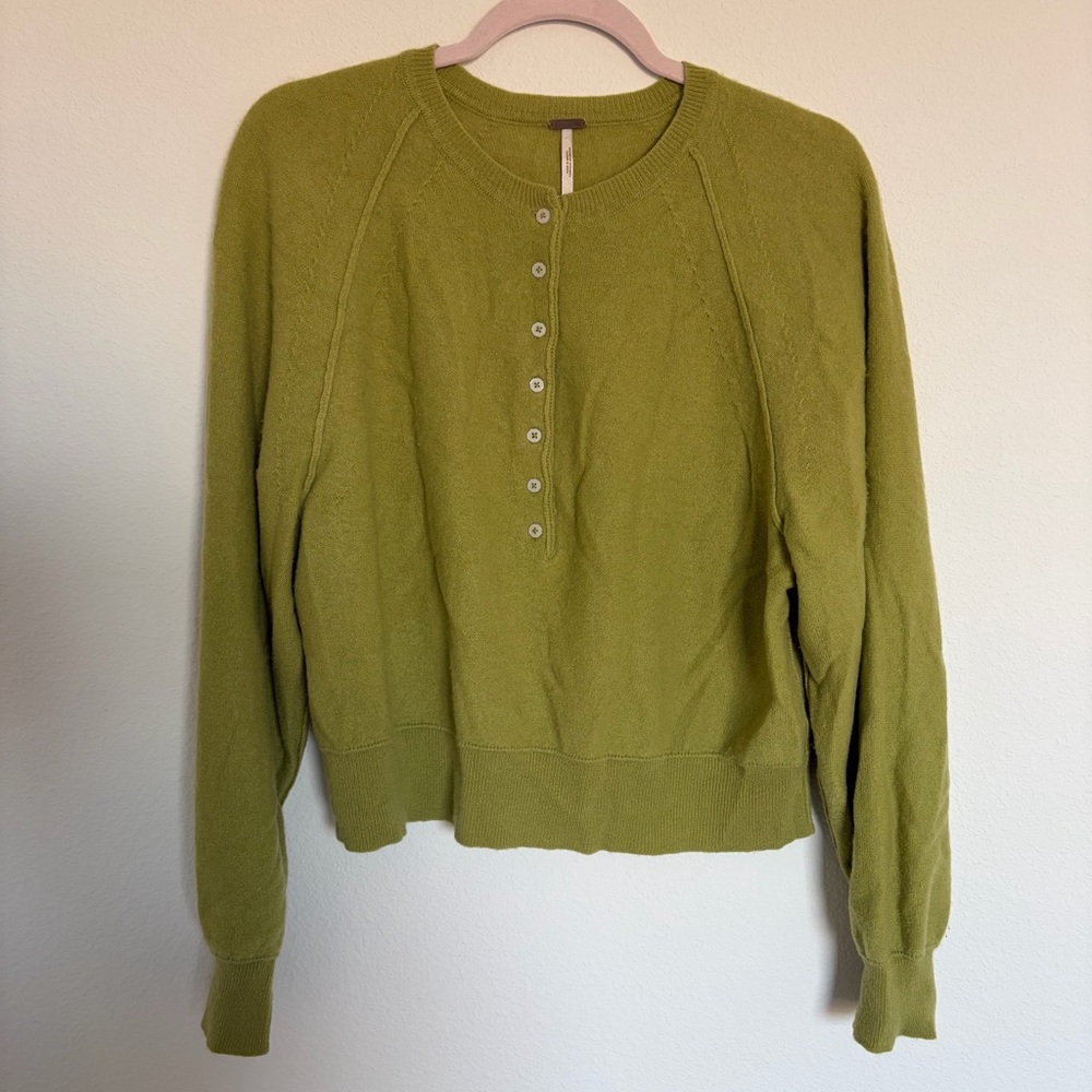 Free People Lime Green Crew Neck Sweater - Picture 2 of 7